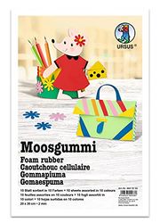 Ursus Confezione da 10 Fogli di Gomma espansa Cellulare, 2 mm, 200 x 300 mm, Assortiti