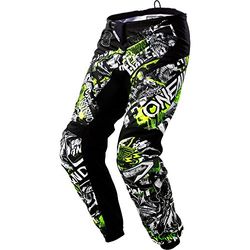 O'NEAL | Broek | Enduro MX | uitzonderlijke bewegingsvrijheid, Volledig gevoerd, beschermende rubberen vulling voor extra bescherming | Broek Element Attack | Volwassen | Zwart Neon Geel | Maat 22