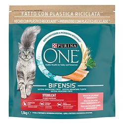 Purina ONE Bifensis kattmat steriliserat kattfoder för vuxna med lax och spannmål, 6 påsar på 1,5 kg