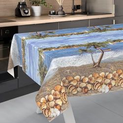 ANRO Tovaglia cerata, lavabile, da giardino, per interni ed esterni, 220 x 140 cm, con bordo tagliato, per vacanze