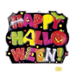Widmann 6843T 3D Happy Halloween väggdekoration neon, flerfärgad