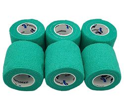 PintoMed - Venda Cohesiva - 6 x VERDE - 6 rollos x 5 cm x 4,5 m estirado - Vendaje autoadhesiva elástica y flexible, Cinta adhesiva, Vet Wrap, Tape, Primeros auxílios y lesiones