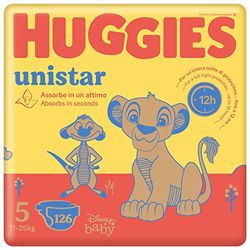 Huggies Unistar Pannolini, Taglia 5 (11-25 Kg), Confezione da 126 pannolini (Mega)