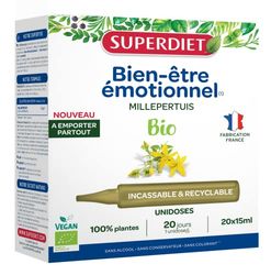 SUPERDIET - MILLEPERTUIS BIO - Bien-être émotionnel - Format nomade - 20 unidoses de 15 ml