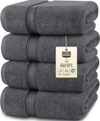 Utopia Towels 4 Pack Premium Bath Towels Set, (27 x 54 Inches) 100% Ring Spun Cotton 600GSM, Lightweight and Highly Absorbent Quick Drying Towels, Perfect for Daily Use (Grey)