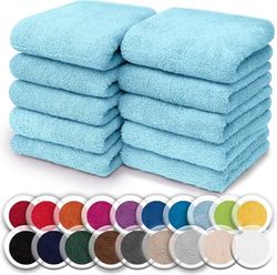 NatureMark Paquete de 10 paños de Lavado de 100% algodón, paños de Tejido de Rizo de 30 x 30 cm, Toallas pequeñas en Paquete de 10 Unidades. Color: Azul Claro