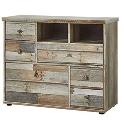 Stella Trading Bonanza - Confortável Vintage na aparência de madeira flutuante, aparador expressivo com muito espaço de armazenamento para a sua sala de estar, 99 x 80 x 39 cm (largura x altura x