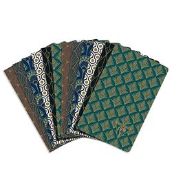 Clairefontaine 192086Cpack - Un paquet de 12 Carnets Cousu fil 48 pages ivoire 7,5x12 cm 90g lignées Collection Neo Déco Automne Hiver, couverture carte pelliculée, finition Or, 6 motifs assortis