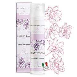 AMADERM H-Sensitive Cream 100ml Hydraterende Gezichtscrème voor Vrouwen met Geconcentreerd Hyaluronzuur MADE IN ITALY Gezichtscrème voor de droge en rijpere huid, en make-up basis,opaalwit