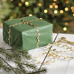 Ginger Ray Goudblad kerstverpakking aanwezig lint x 3 meter