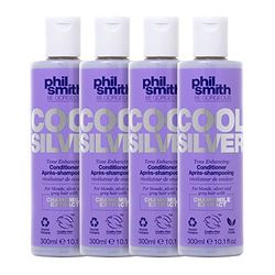 Phil Smith Be Gorgeous | Cool Silver Tone Enhancing Conditioner | For Blonde, Silver and Grey Hair | Chamomile Extract | Violet Formula | Brighten dull and Brassy Hair | Vegan Friendly, Pack of 4
