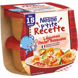 Nestlé Bébé P'tite Recette Poulet Basquaise - Plat complet dès 15 mois - 2 x 200g