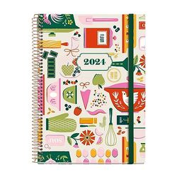 Miquelrius Jaarplanner 2024, weekoverzicht, formaat Plus, 155 x 213 mm (vergelijkbaar met A5), vaste omslag, spiraalbinding, elastieksluiting, Spaans, Engels en Portugees, schattig thuis