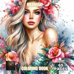 Mermaid Coloring Book: 65 Pages Economic Version, Magical Grayscale Ocean Mermaid, Fairytale Fantasy Mermaid, Enchanted Mermaids Coloring, Relaxation and Stress Relief for adults and Kids.
