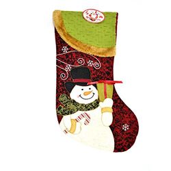 Shatchi Large Traditional Deluxe Hand Crafted 3D Santa Stocking Sock Sack Christmas Xmas Gifts Bag Toys Sweets Tree Snowman Decorations 46cm Long, 46 x22 cm