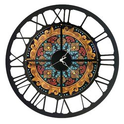Arti & Mestieri Maolica Horloge Murale Design 100% fabriquée en Italie – en Fer, diamètre 60 cm (Nuit et Noir)