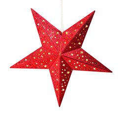 CHRISTmaxx LED-stjärna i trä med glitterfinish 60.0x60.0x20.0 cm Röd