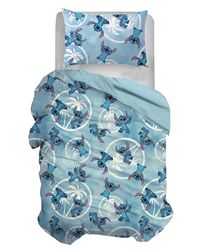 Stitch - Juego de Funda nórdica Individual de algodón, Azul, 155 x 200, Funda de Almohada de 50 x 80, Disney, 100% algodón, Producto Oficial