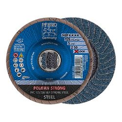 PFERD POLIFAN STRONG, 10 pezzi, 125 mm, Z50, X-LOCK (22,23 mm), SGP Steel 67788128 – per la massima rimozione e minore consumo di dischi