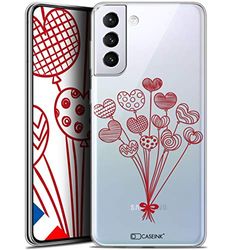 Caseink fodral för Samsung Galaxy S21 Plus (6.7) [Gel HD-mönster tryckt i Frankrike kärlek Saint Valentine kollektion kärlek ballonger design - mjuk - ultratunn]