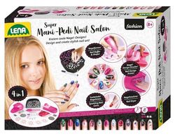 Lena 42654 - Mani Pedi Nail Salon, Studio de manucure 4 en 1 pour Enfants, à partir de 8 Ans, avec Appareil et formeur d'ongles, Bijoux d'ongles, imprimante de Design et séchoir à Ongles