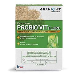 Granions Probio'Vit Flore - 10 gélules = 10 jours - Ferments lactiques & Levures - 14 milliards d'UFC à fabrication - Stabilité garantie, Biodisponibilité optimale - Marque française
