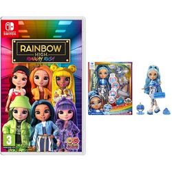Rainbow High: Runway Rush - Switch + Rainbow High Fashion Doll with Slime & Pet - Skyler (Blue)