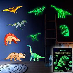 Decalques de parede de dinossauro que brilham no escuro para crianças, decalques de dinossauro removíveis para teto, quarto, berçário ou sala de jogos, decoração de parede autoadesiva