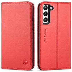 Shieldon Beschermhoes voor Galaxy S22 Plus, beschermhoes voor Galaxy S22 Plus, beschermhoes [RFID-blokkering] portemonnee van echt leer, met kaartvakken, compatibel met Galaxy S22 Plus (6,6 inch