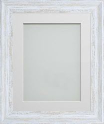 Frame Company Lynton Rustic White Photo Frame with Off-White Mount, 16x12 for 13x9 inch, fitted with perspex