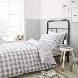 Catherine Lansfield Check and Stripe Grey påslakanset 240x220+65x65 (2)