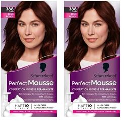 Schwarzkopf - Perfect Mousse - Coloration Cheveux - Mousse Permanente sans Ammoniaque - Masque Soin 96% d'ingrédients d'origine naturelle - Brun Rouge 388, 1 ml (Lot de 2)