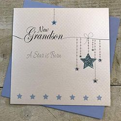 White Cotton Cards LL78 "New Grandson è nata una stella Handmade Baby di