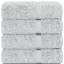 Chakir Turkish Linens |Hotel & Spa Quality 100% Cotton Premium Turkish Towels | Soft & Absorbent (Silver Gray, Bath Towel - Set of 4)