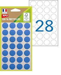 APLI 101783 - Pastilles de couleur 100% recyclées - 168 pastilles - Diamètre: 15 mm - Couleur: Bleu.