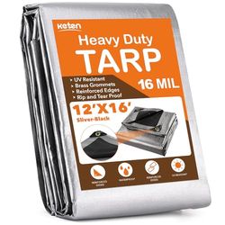 Keten Tarps Heavy Duty Waterdicht 30 cm x 30 cm, extra dik 16 mm, scheur- en vervagingsbestendig, 100% UV-blokkering, buitentzeil met versterkte doorvoertules voor dak, camping, terras, zwembad, boot