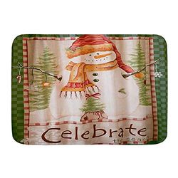 Minalo Tapis de Bain antidérapant, célébrez la Saison, Bonhomme de Neige, Noël, décoration personnalisée, 75 x 45 cm