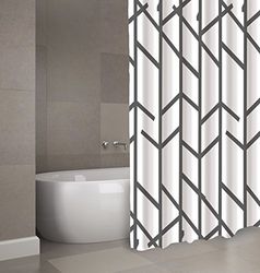 MSV Shower curtain Premium 180x200cm Tree anthracite-white