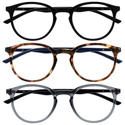 OPULIZE Met Occhiali da Lettura, Nero/Marrone Blu Scuro/Grigio Nero, +1,50 Diottrie Unisex