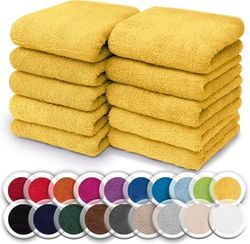NatureMark Pack de 10 Manoplas, 100% algodón, Toallas de Rizo, tamaño 30 x 30 cm, Paquete de 10 Unidades, Color Amarillo