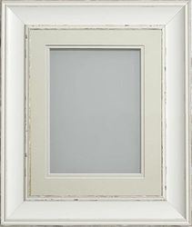 Frame Company Brooke Antique White Photo Frame, Double Ivory Mount, 8x6 for 6x4 inch, fitted with perspex