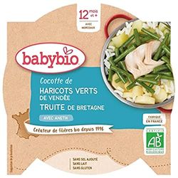 Babybio – Assiette Haricots Verts de Vendée Truite de Bretagne 230g – 12+ Mois