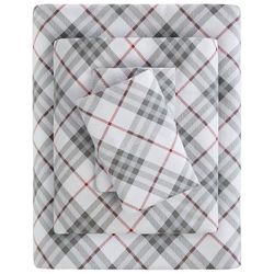 Sleep Philosophy True North - Juego de sábanas de Franela 100% algodón, ultrasuaves, acogedoras para Clima frío, Estampado de Animales, Estrellas, 4 Piezas, tamaño California King, Rojo a Cuadros