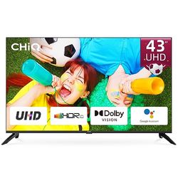 CHiQ U43H7A, Android Smart TV 43 Pollici (108 cm),UHD, 4K, WiFi, Bluetooth, Google Assistant, Netflix, Prime Video, 3 HDMI, 2 USB