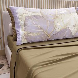 PETTI Artigiani Italiani - Sábanas de algodón con Fundas de Almohada con impresión Digital, para Cama de una Plaza y Media, Juego de sábana encimera y Bajera con Esquinas, Barro, 100% Made in Italy