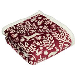 furn. Scandi Woodland Throw, Berry, 130 x 150 cm