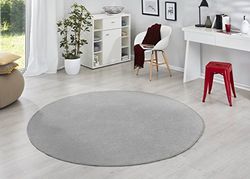 Hanse Home Fancy Redonda Tapete moderno de veludo, sala de estar, quarto das crianças, corredor, quarto, cozinha, cor cinzenta, diâmetro 133 cm, polipropileno, ø133 cm