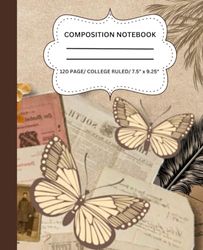 Composition Notebook: Vintage Aesthetic Illustration Journal with 120 College Ruled Pages, 7.5" x 9.25", Soft Matte Finish