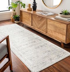 Surya Marrakech Vintage vloerkleed, vloerkleed voor woonkamer, hal, slaapkamer, chique, neutraal Scandi-tapijt, traditionele boho-tapijtstijl, natuurlijke onderhoudsvriendelijke pool, groot tapijt, 80