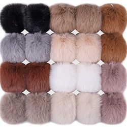 BQTQ 20 Pièces Pompon Fourrure Fausse Fourrure Boule Pompon pour Bonnet Porte Clé Sacs Accessoires, 10 Couleurs